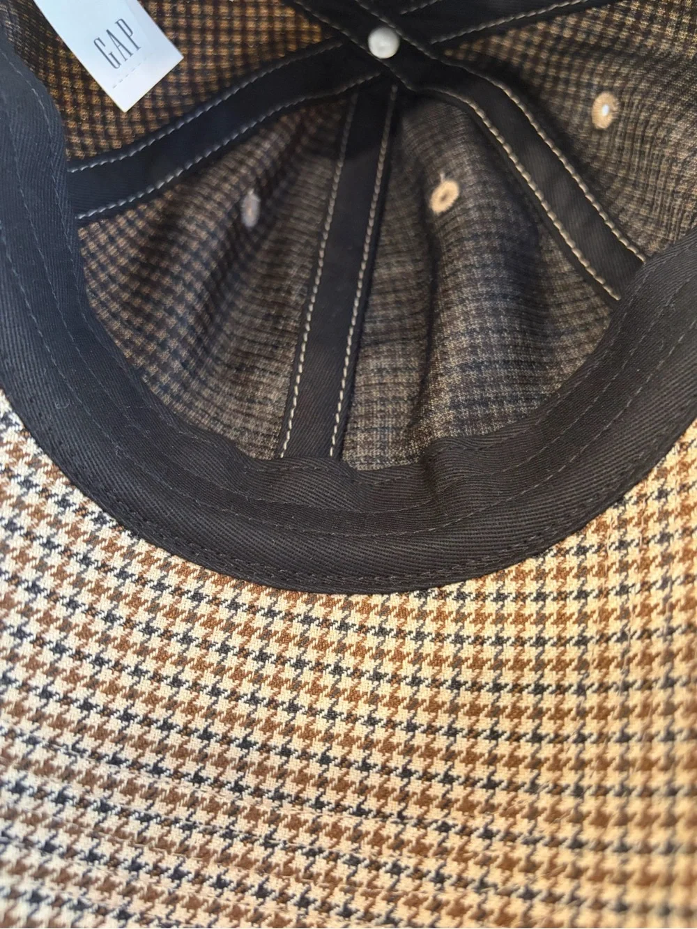Houndstooth Gap Baseball Cap - adjustable.  Brown & tan. Unisex